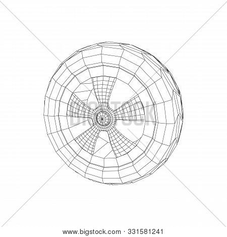 Automobile Rubber Car Wheel Tire And Rim. Wireframe Low Poly Mesh Vector Illustration. Auto Service 