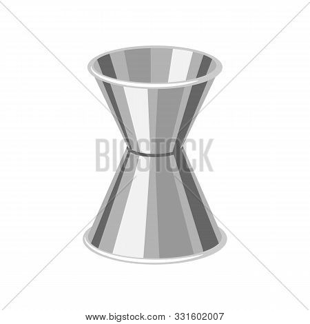 Metal Cocktail Jigger. Alcohol Bar Equipment Illustration.