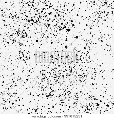 Black Ink Splashes And Stains Seamless Pattern. Grunge Surface Vector Texture.
