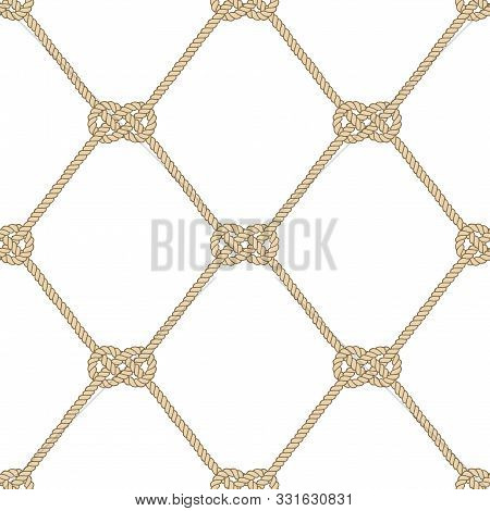 Seamless Nautical Rope Pattern. Carrick Bend Knot