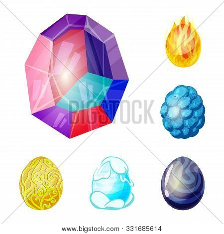 Isolated Object Of Dinosaur And Magic Logo. Set Of Dinosaur And Fantasy Stock Vector Illustration.