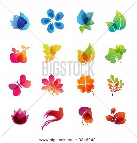 Sada ikon barevné přírody