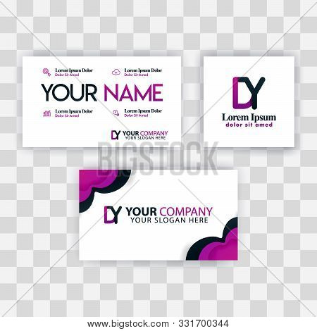Clean Business Card Template Concept. Vector Purple Modern Creative. Yd Letter Logo Minimal Gradient