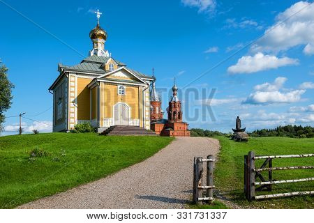 Volgoverhovye, Tver Region, Russia - August 6, 2019:  Olginsky Convent. Village Volgoverkhovye, Tver