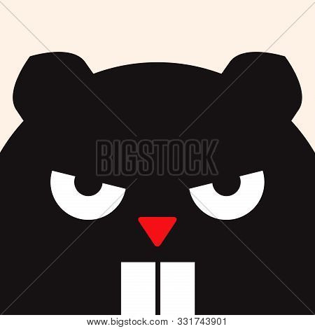 Evil Beaver, Terrible Animal Picture, Illustration For Children, Vector Art