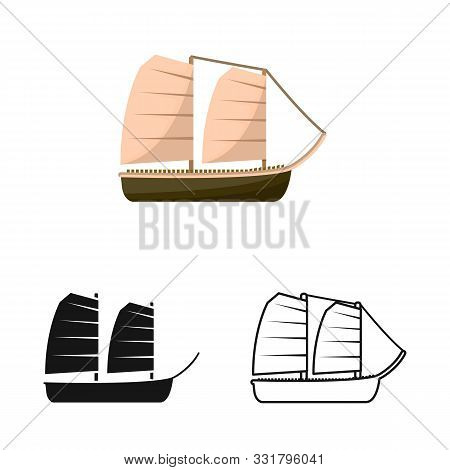 Vector Illustration Of Ship And Vietnamese Icon. Set Of Ship And Boat Vector Icon For Stock.