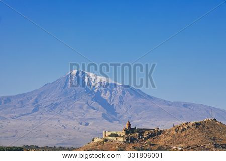 Chor Virap Monastery In Front Of Mount Ararat, Ararat Province, Armenia.