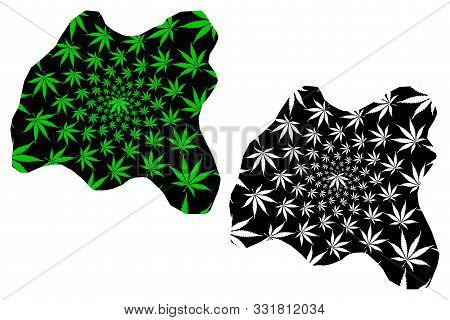 Harari Region (federal Democratic Republic Of Ethiopia) Map Is Designed Cannabis Leaf Green And Blac