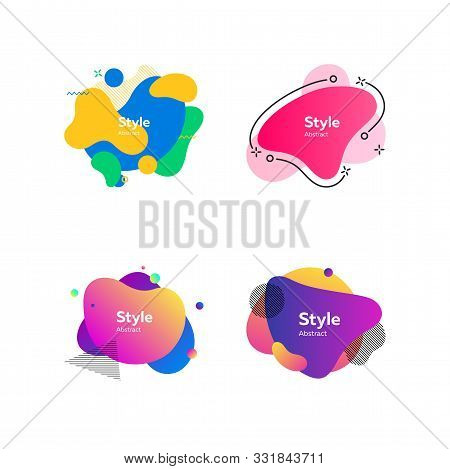 Flowing Liquid Forms With Text Sample. Dynamical Colored Forms. Gradient Banners With Flowing Liquid