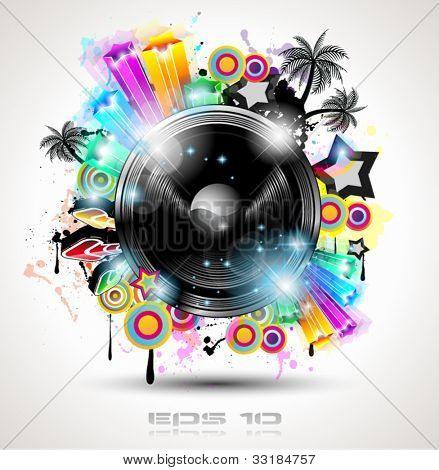 Fondo del Club de música para el evento internacional de danza de disco con un montón de elementos de diseño. Ideal para p
