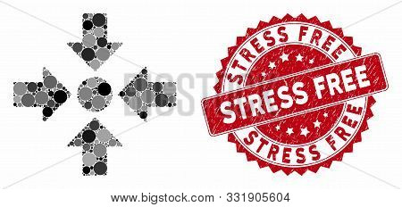 Mosaic Meeting Point And Rubber Stamp Seal With Stress Free Caption. Mosaic Vector Is Created With M
