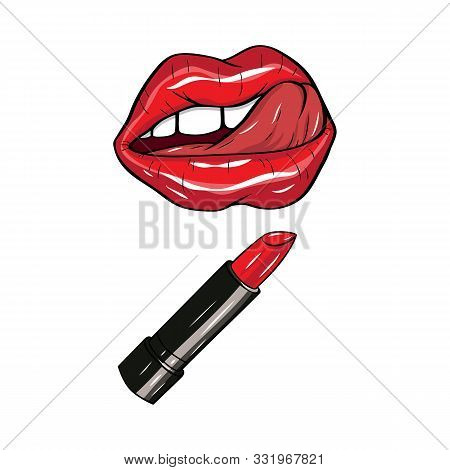 Lipstick And Lip With Tongue