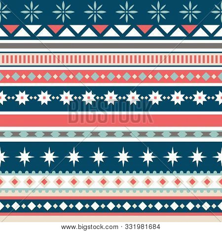 Beautiful Seamless Pattern With Stripes And Snowflake. Winter Background For Christmas Or New Year D