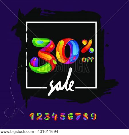 30% Sale Lettering On Brush Stroke Background For Your Black Friday Poster, Flyers, And Other Advert