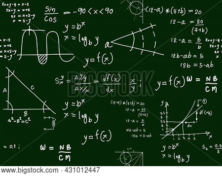 Chemistry Vector, Seamless Pattern With Plots, And Laboratory Equipment, Struction Molegul Chemical.