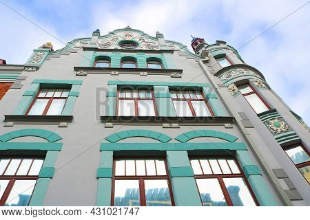 The Building 23/25 On Pikk Street In Art Nouveau Style, Tallinn, Estonia. The Building Was Built In 