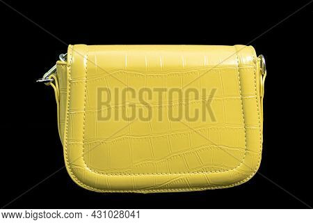 Fashion Handbags On Black Background. Flat Lay, Springsummer Fashion Concept In Pastel Colored