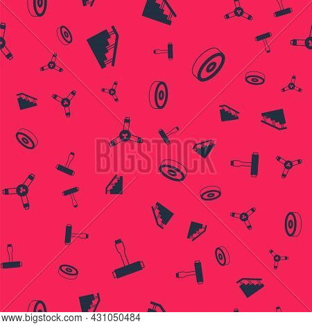 Set Skateboard T Tool, Stairs With Rail, Y-tool And Ball Bearing On Seamless Pattern. Vector