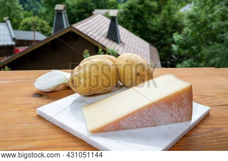 Tastes Of Savoia, French Cow Cheese For Gratin Abondance, Potatoes And French Mountains Village In H