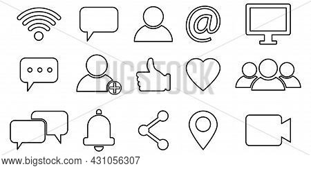 Message Icon. Social Conversation Set. Telephone Symbol. Speaker Icon Set. Information Icon. Vector 