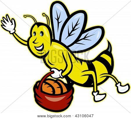 Basket Ekmek ekmek karikatür taşıyan arı