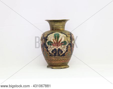 Old Antique Vase  Isolated In A White Background