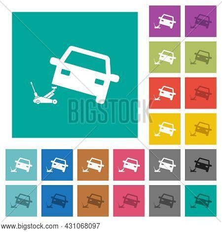 Car Repair Multi Colored Flat Icons On Plain Square Backgrounds. Included White And Darker Icon Vari