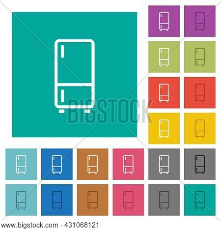 Refrigerator Outline Multi Colored Flat Icons On Plain Square Backgrounds. Included White And Darker