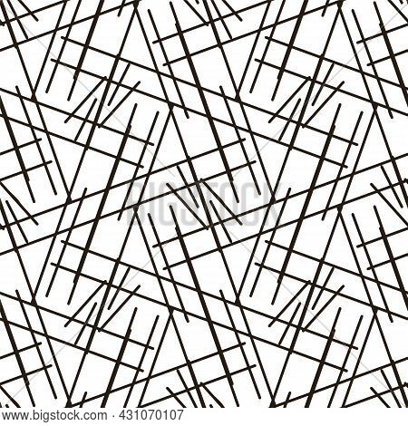 Vector Black Random Lines Seamless Pattern Background