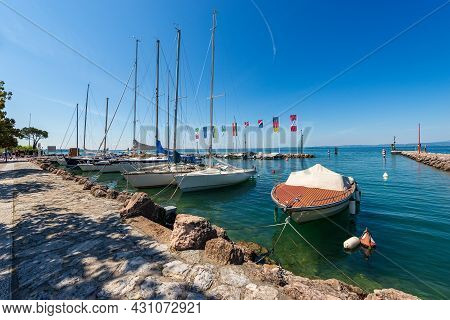 Small Port Of Cisano Village, Tourist Resort On The Coast Of Lake Garda (lago Di Garda). Bardolino M