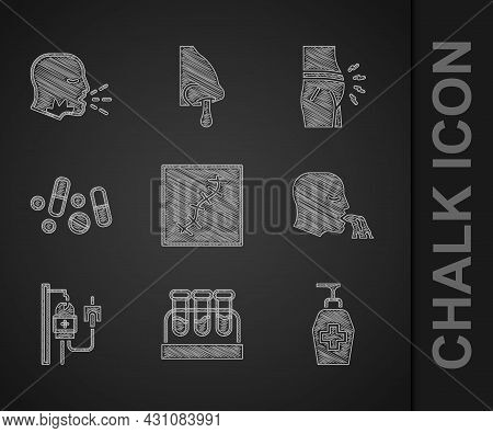 Set Scar With Suture, Test Tube Blood, Liquid Antibacterial Soap, Vomiting Man, Iv Bag, Medicine Pil