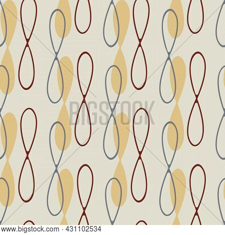 Infinity Symbol Sign Vector Seamless Pattern Background. Geometric Backdrop With Vertical Scribbled 