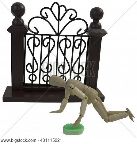 Scrubbing The Floor In Front Of The Gate To Make It Clean
