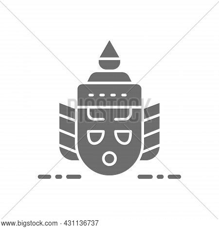 Thailand Traditional Khon Theater Mask, Ravana Head Grey Icon.