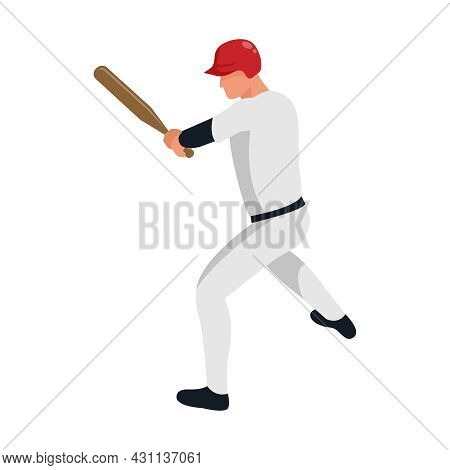 Isometric Sport Baseball Composition With Isolated Human Character Of Ballplayer On Position Vector 