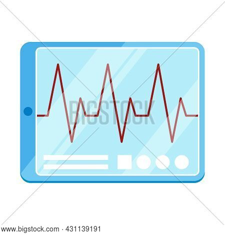 Digital Medicine Composition With Isolated Image Of Pulse Oscillogram On Gadget Screen Vector Illust