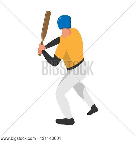 Isometric Sport Baseball Composition With Isolated Human Character Of Ballplayer On Position Vector 