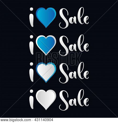 White And Blue I Love Sale Illustration In Neo Morphism (neumorphism) Style. Easy Editable Vector Is