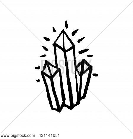 Occult Mystic Witch Crystal For Witchcraft Hand Drawn Icon Illustration