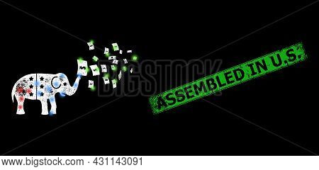 Shiny Crossing Mesh American Stimulus Money Inflation Frame With Light Spots, And Green Rectangle Un
