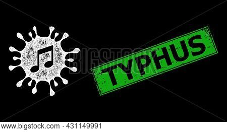 Bright Net Virus Melody Carcass With Lightspots, And Green Rectangular Rubber Typhus Seal. Illuminat