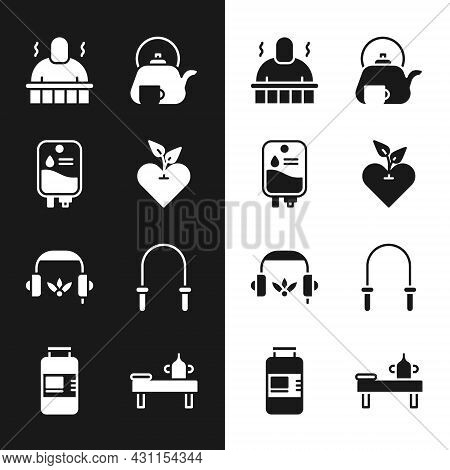 Set Heart, Iv Bag, Sauna And Spa Procedures, Teapot With Cup, Headphones For Meditation, Jump Rope, 