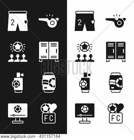 Set Locker Or Changing Room, Soccer Football Ball, Shorts For Playing, Whistle, Air Horn, Beer Can, 