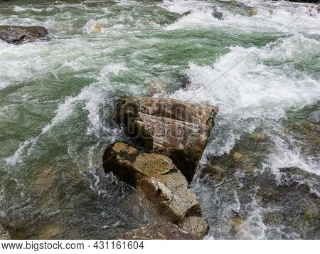 River Swat In Kalam Valley Pakistan Closeup View