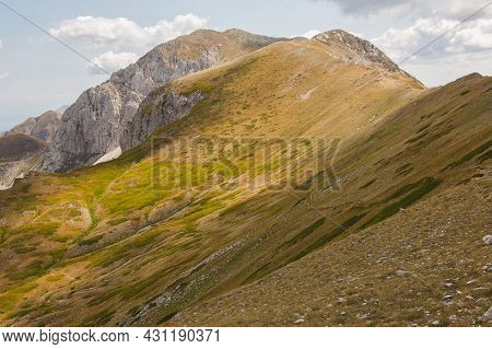 Pathway In The Crest Of Mount Terminillo During Summer Day Of August, Lazio, Italy
