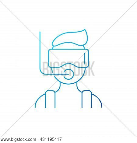 Diver With Mask And Snorkel Outline Icon. Maldives Attraction. Travel Entertainment. Blue Gradient S