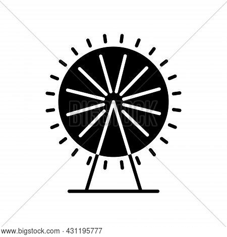 Ferris Wheel Glyph Icon. Taiwan. Amusement Park. Oriental Custom. Asian Item. Black Filled Symbol. I