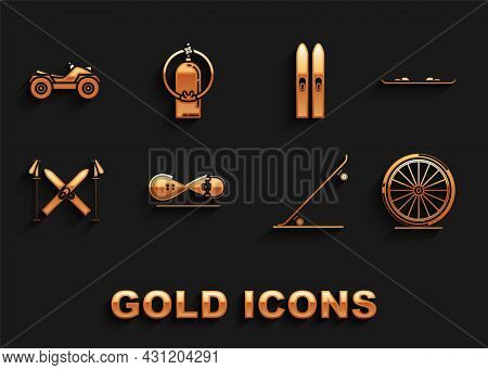 Set Skateboard Trick, Snowboard, Bicycle Wheel, Ski And Sticks, All Terrain Vehicle Or Atv Motorcycl