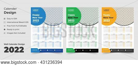 2022 Wall Calendar With Blue Layout,blue Wall Calendar 2022,new Wall Calendar 2022 Template - 12 Mon