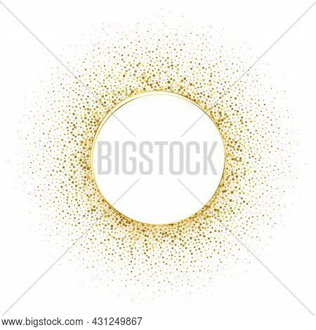 Circle Golden Halftone Frame Background Vector Design Illustration